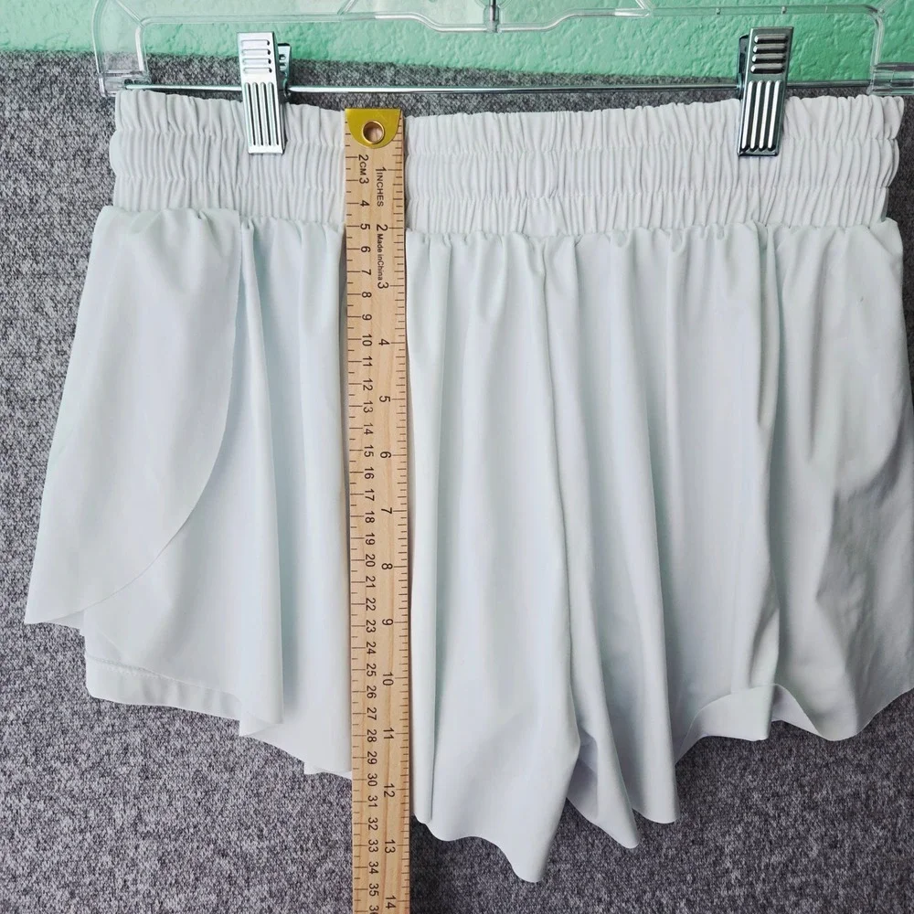 LUOGONGZI White Flowy Athletic Shorts High Waisted Double‎ Layer Workout Skort M